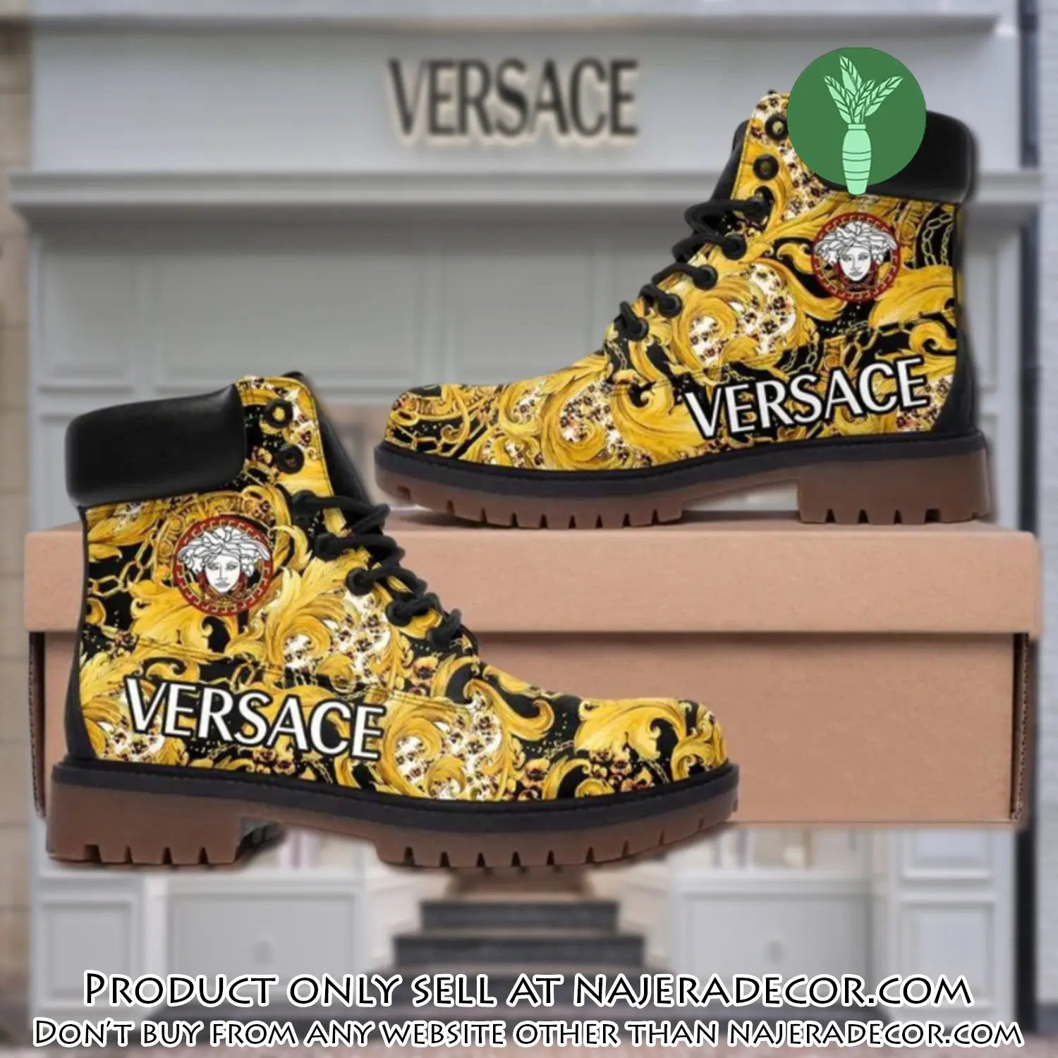 Versace medusa gold pattern luxury brand boots premium gifts for men women njr2057124